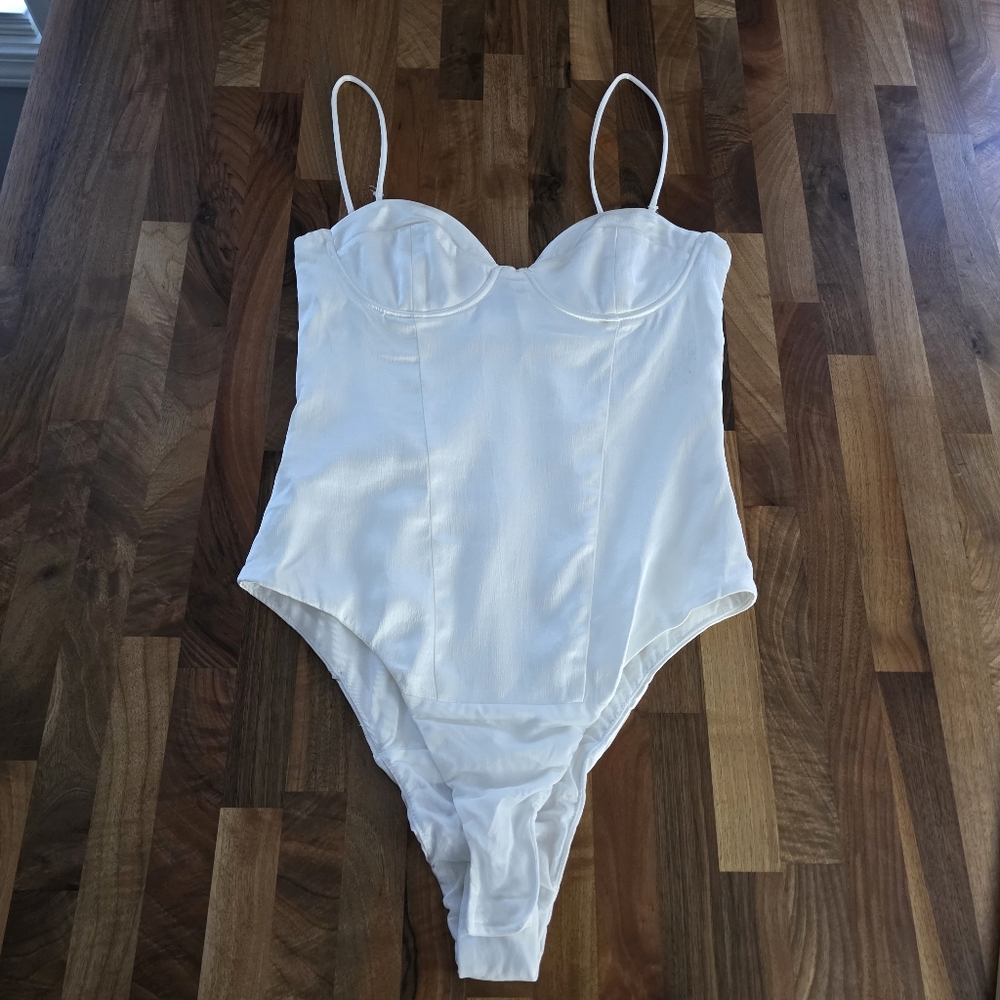 Zara Satin Bustier White Bodysuit Size Small NWT - Picture 3 of 12
